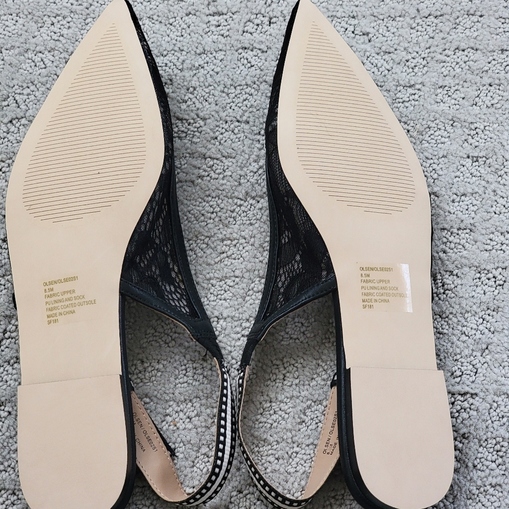 Steve Madden Olsen Black Lace Slingback Flats Size 8 - Picture 6 of 6